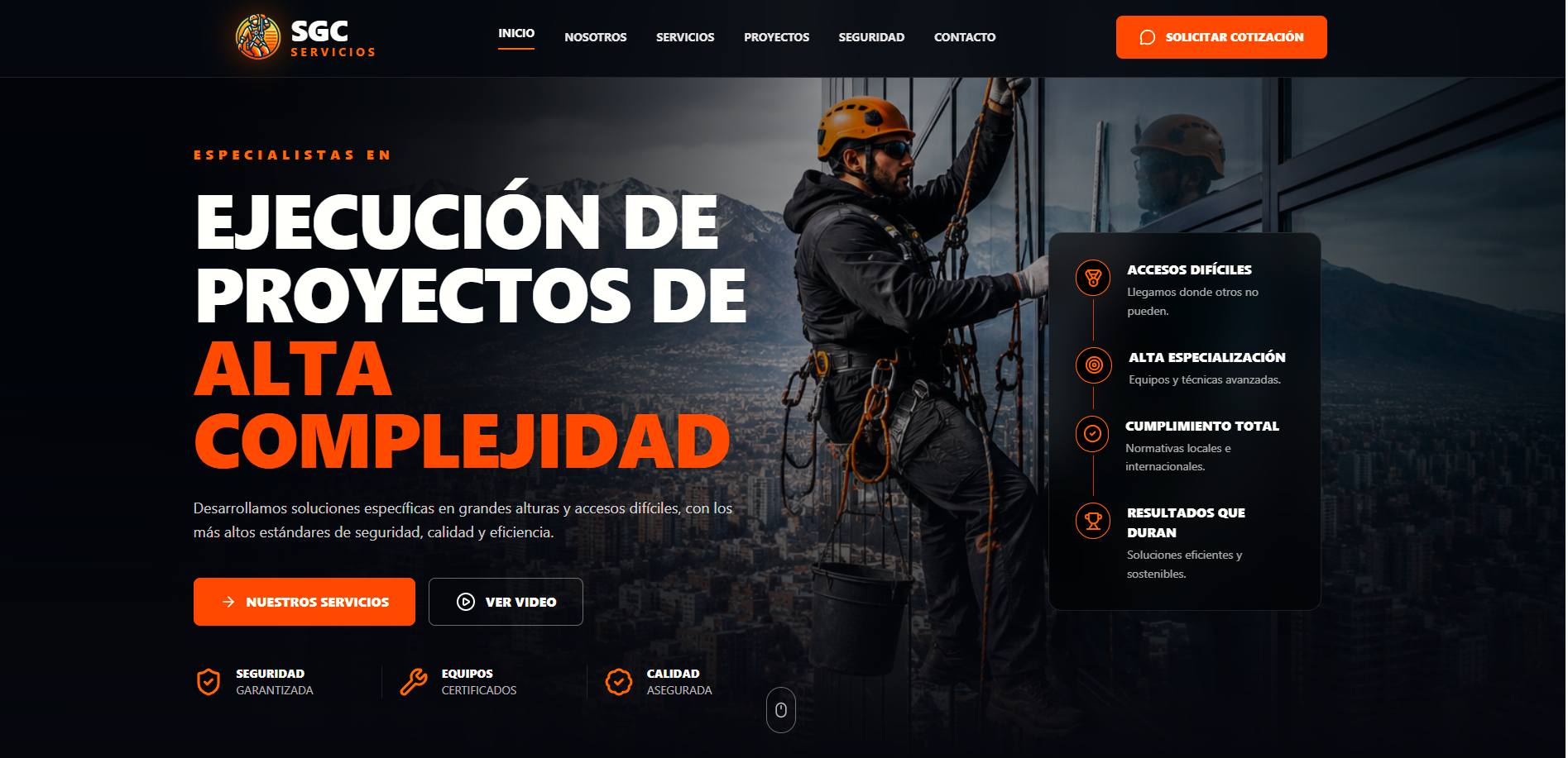Vista previa del sitio web de SGC Servicios